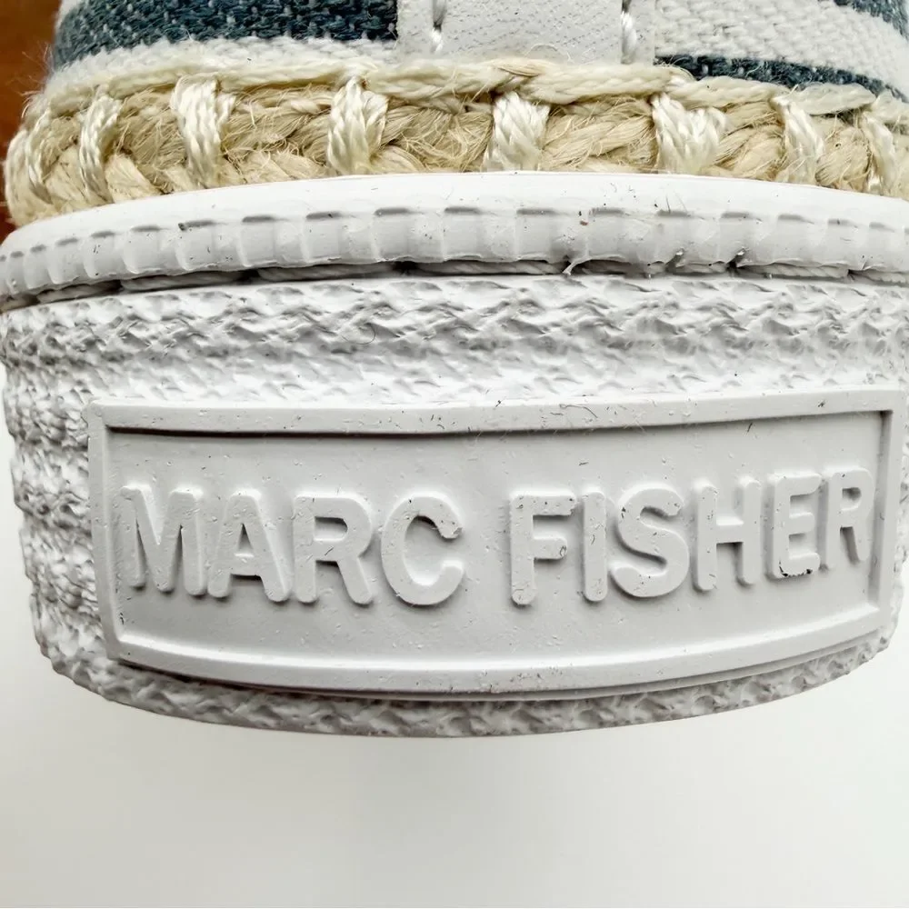 Marc Fisher Spryng Stripe Canvas Lace Up Sneaker Blue White Casual 10 NEW - Picture 14 of 16